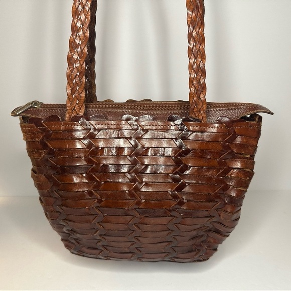Vintage Ellepi Leather Woven Basket Braided Strap Shoulder Bag | Made in Italy - Picture 4 of 12